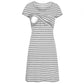 Multifunctional Striped Maternity Nursing Dress – Short Sleeve Breastfeeding Access - The Little Lights