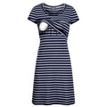 Multifunctional Striped Maternity Nursing Dress – Short Sleeve Breastfeeding Access - The Little Lights
