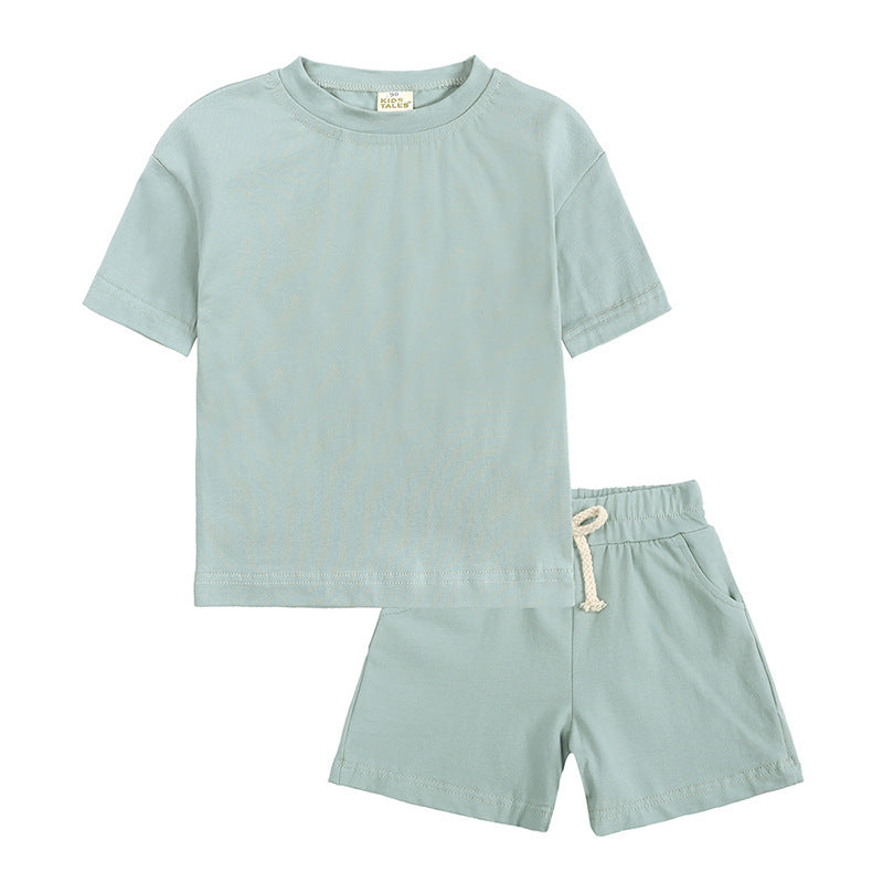 Korean Style Toddler Summer Outfit – Kids Sports 2-Piece T-Shirt & Shorts Set (80–160cm) - The Little Lights