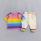 Children’s Rainbow Summer Outfit – Colorful Cotton T-Shirt & Shorts Set for Toddlers - The Little Lights