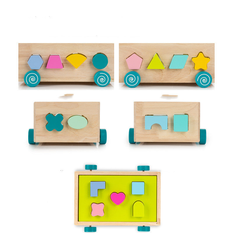 Wooden Shape Sorting Building Block Toy – Educational Intellectual Car for Toddlers - The Little Lights