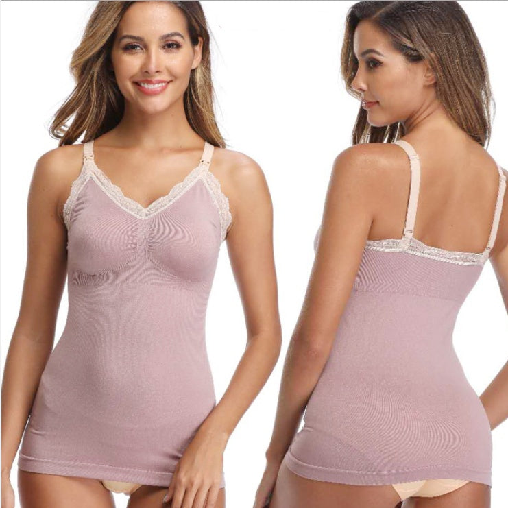 Seamless Nursing Camisole Dress – Adjustable Breastfeeding Tank with Built-in Bra | Maternity Shapewear for New Moms - The Little Lights