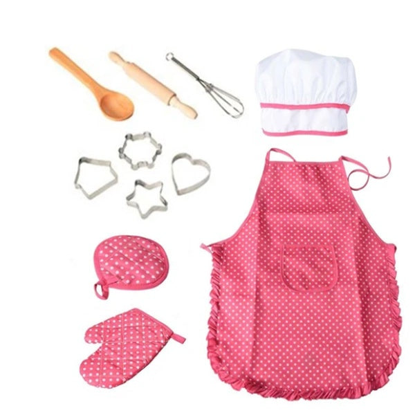 11-Piece Montessori Kids Cooking & Baking Set – Chef Hat, Apron, Mitt & Accessories - The Little Lights