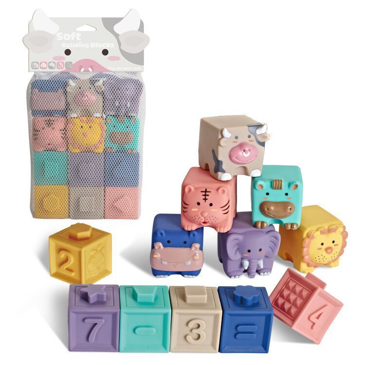 Soft Animal Building Blocks for Babies – Sensory, Stacking & Teething Toy Set - The Little Lights