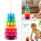 Infant Rainbow Stacking Gear Tower Toy – Large Montessori-Inspired Colorful Revolving Rings for Toddlers | Early Learning Fine Motor Toy - The Little Lights