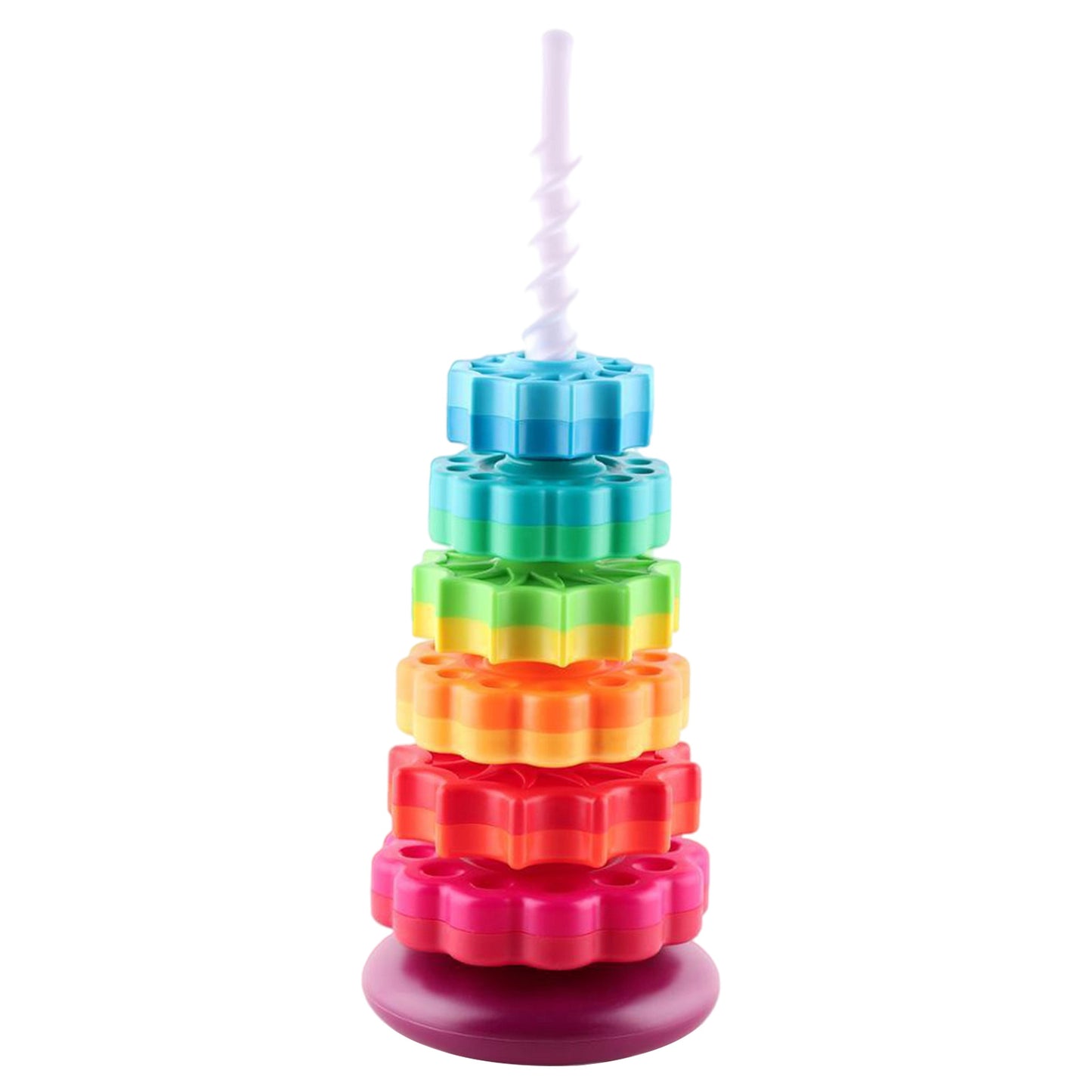 Infant Rainbow Stacking Gear Tower Toy – Large Montessori-Inspired Colorful Revolving Rings for Toddlers | Early Learning Fine Motor Toy - The Little Lights