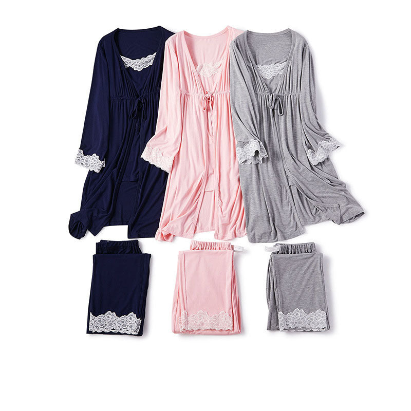 3-Piece Maternity Pajama Set – Soft Modal Nursing & Confinement Loungewear for Pregnant Women - The Little Lights