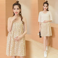 Floral Maternity Dress Set – Summer 2-Piece Sleeveless Dress + Net Top - The Little Lights