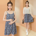 Floral Maternity Dress Set – Summer 2-Piece Sleeveless Dress + Net Top - The Little Lights