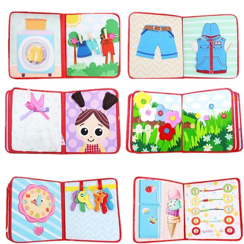 Interactive Baby Cloth Book – Montessori Early Education Quiet Activity Book for Toddlers (1050g, Red) - The Little Lights
