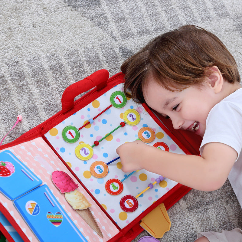 Interactive Baby Cloth Book – Montessori Early Education Quiet Activity Book for Toddlers (1050g, Red) - The Little Lights