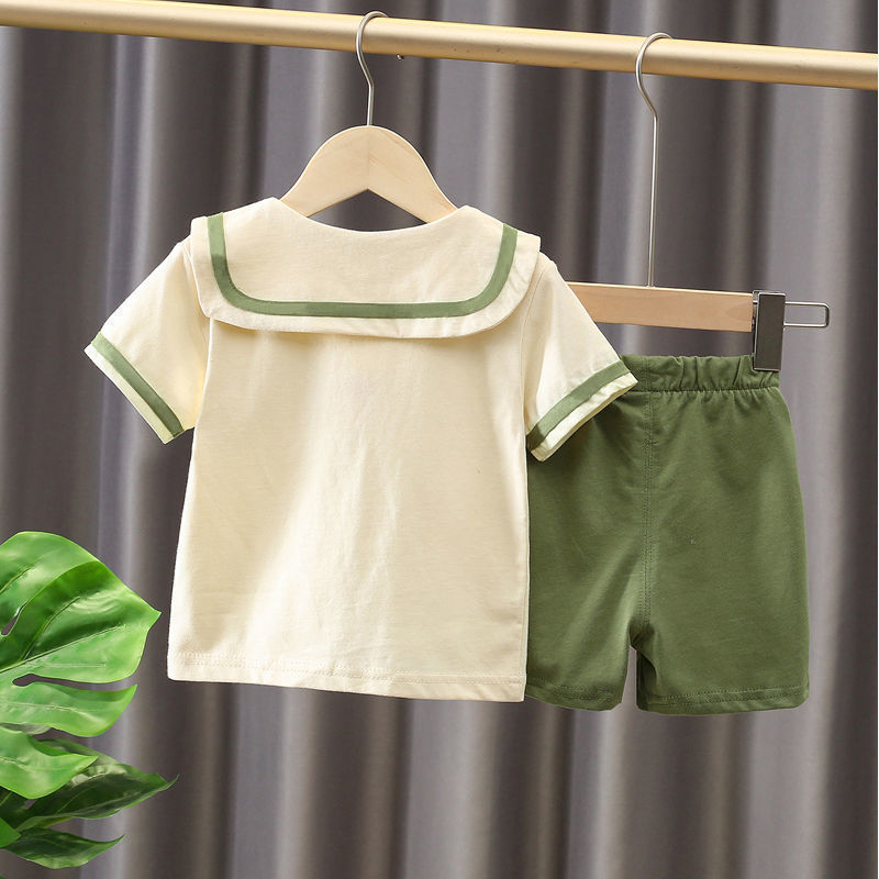 Summer Toddler 2-Piece Outfit – Sailor Collar Top & Shorts Set (90–130cm) - The Little Lights