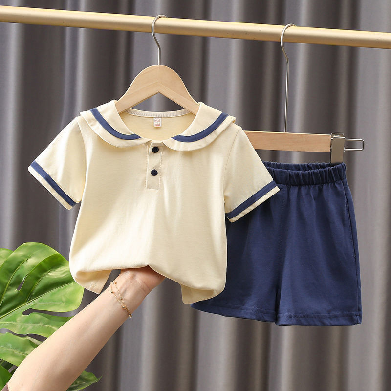 Summer Toddler 2-Piece Outfit – Sailor Collar Top & Shorts Set (90–130cm) - The Little Lights