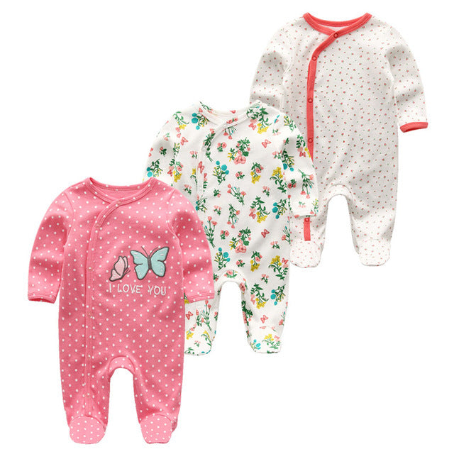 3-Pack Baby Winter Romper Pajamas – Long Sleeve Footed Onesies (0–12M) - The Little Lights
