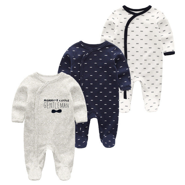 3-Pack Baby Winter Romper Pajamas – Long Sleeve Footed Onesies (0–12M) - The Little Lights