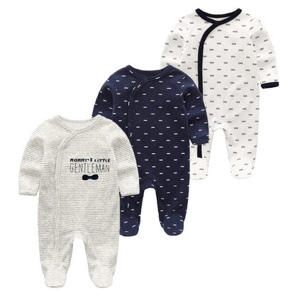 3-Pack Baby Winter Romper Pajamas – Long Sleeve Footed Onesies (0–12M) - The Little Lights