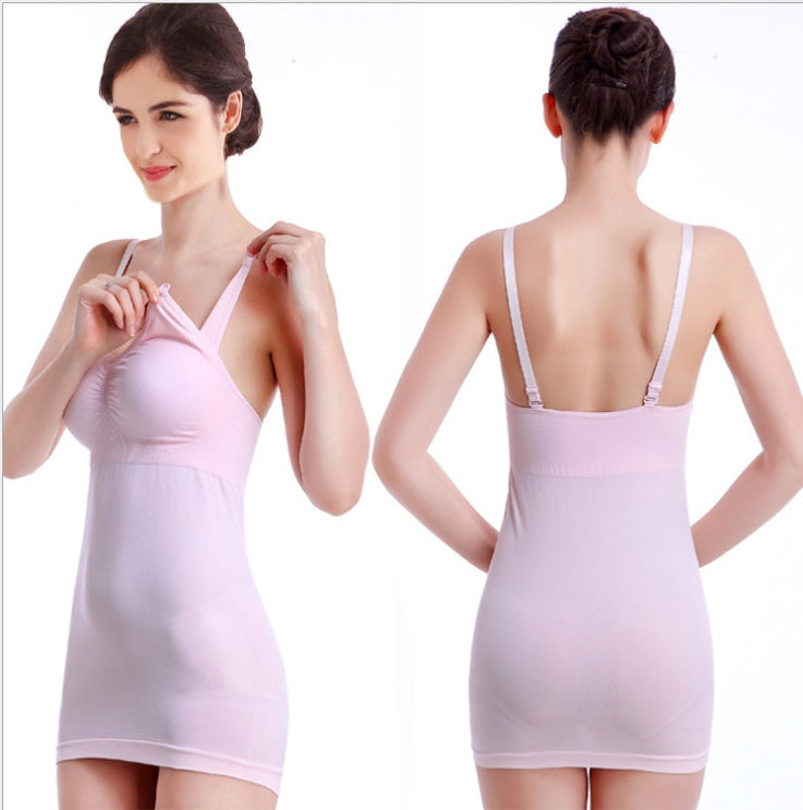 Seamless Nursing Camisole Dress – Adjustable Breastfeeding Tank with Built-in Bra | Maternity Shapewear for New Moms - The Little Lights