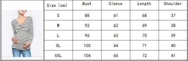 Striped Maternity Nursing Top – Long Sleeve Breastfeeding Shirt with Wrap Front Design - The Little Lights