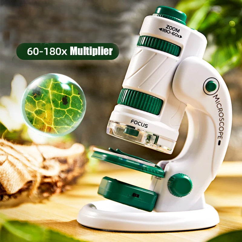 Kids Science Microscope Toy – 60–180x Zoom Pocket Microscope with LED Light – STEM Educational Toy for Kids - The Little Lights