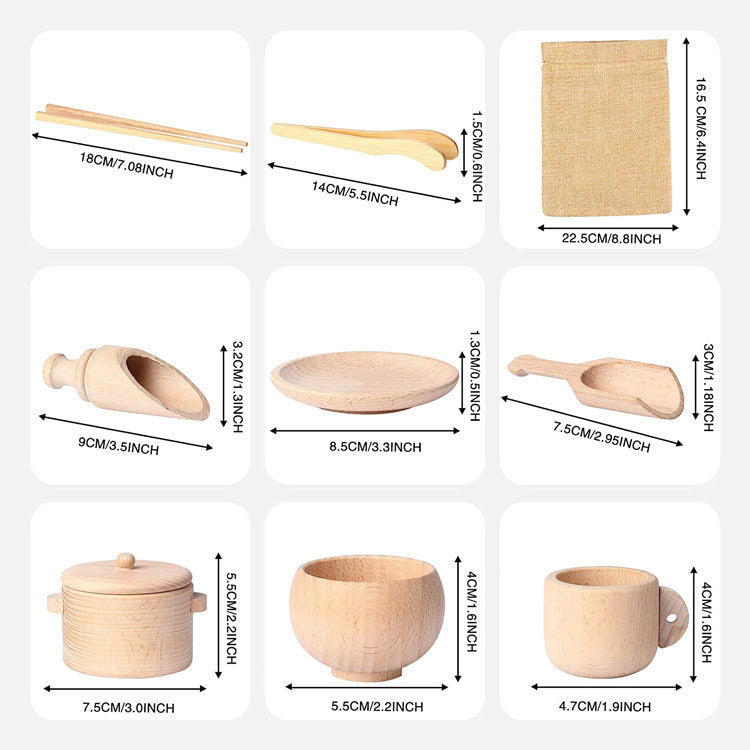 Montessori Wooden Cutlery & Tableware Set – Sensory Play Tools for Toddlers - The Little Lights