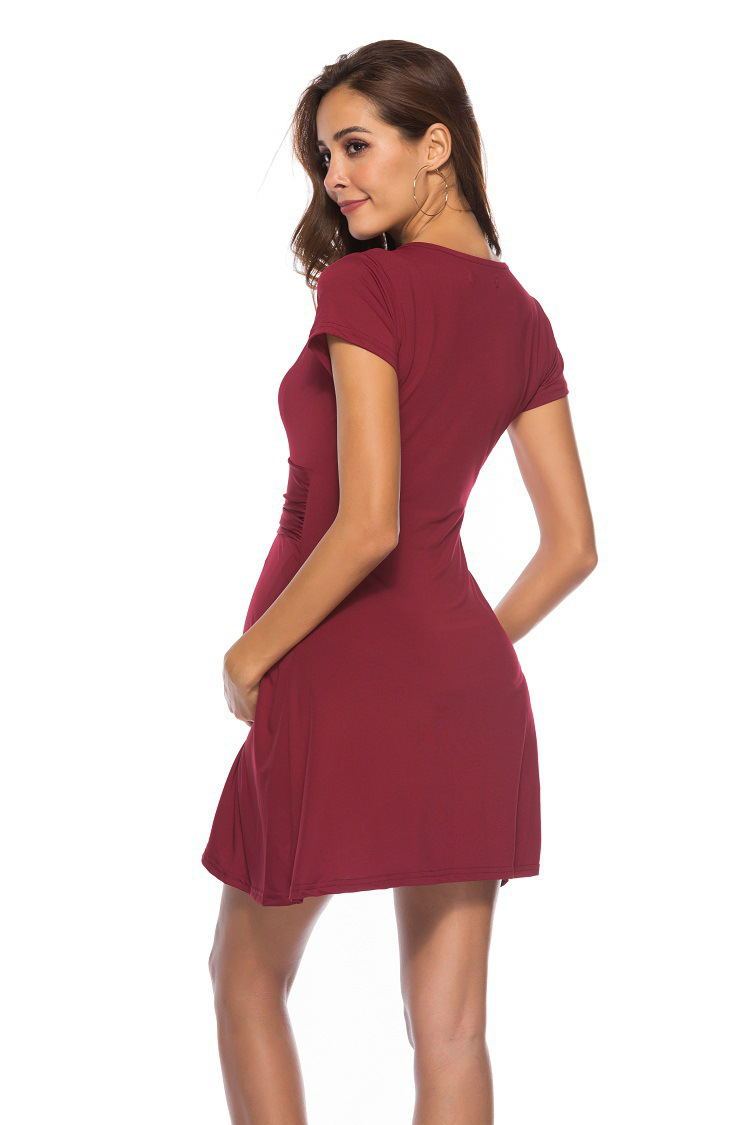 Deep V-Neck Maternity Dress – Soft, Stretchy & Stylish with Short Sleeves - The Little Lights