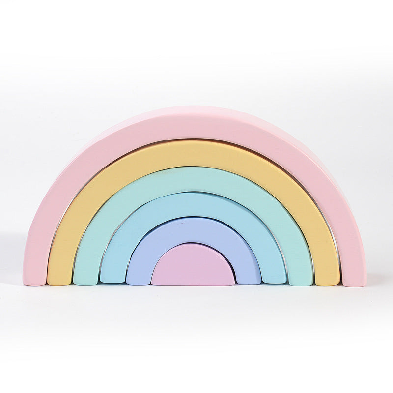 Macaron Rainbow Stacking Arches – Montessori-Inspired Wooden Toy for Kids - The Little Lights