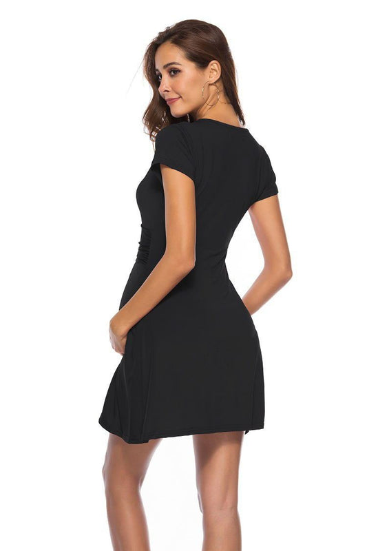 Deep V-Neck Maternity Dress – Soft, Stretchy & Stylish with Short Sleeves - The Little Lights