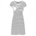 Multifunctional Striped Maternity Nursing Dress – Short Sleeve Breastfeeding Access - The Little Lights