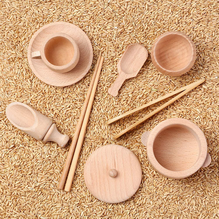 Montessori Wooden Cutlery & Tableware Set – Sensory Play Tools for Toddlers - The Little Lights