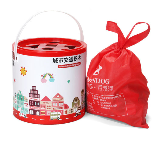 Wooden Urban City Building Block Set – 100-Piece Pretend Play & Traffic Toy Kit for Kids - The Little Lights