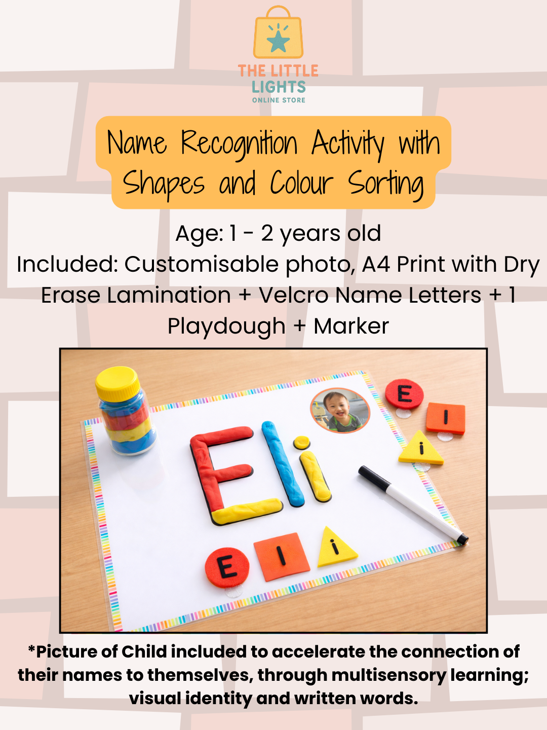 The Little Lights Name Tracing Worksheets, Multi-sensory, Personalized, Preschool & Kindergarten
