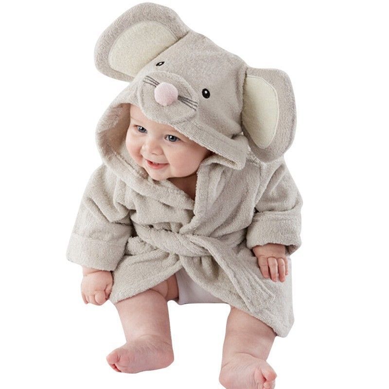Adorable Infant Cartoon Animal Bathrobe – Soft Hooded Baby Robe for Toddlers | Bunny, Elephant & Panda Designs - The Little Lights