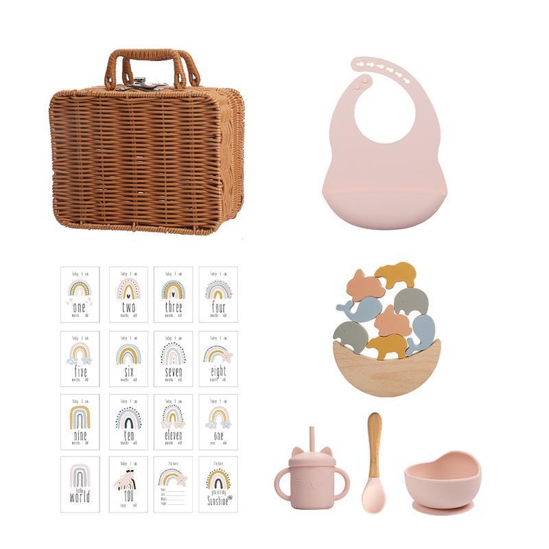 Montessori-Inspired Infant Educational Toy Set – Sensory Learning Toys with Wooden Stacking & Feeding Tools | Baby Gift Box (3 Styles) - The Little Lights