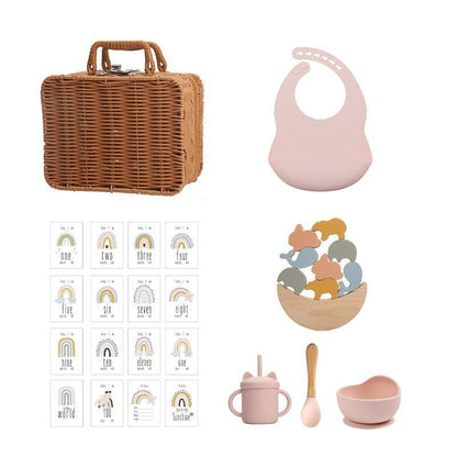 Montessori-Inspired Infant Educational Toy Set – Sensory Learning Toys with Wooden Stacking & Feeding Tools | Baby Gift Box (3 Styles) - The Little Lights