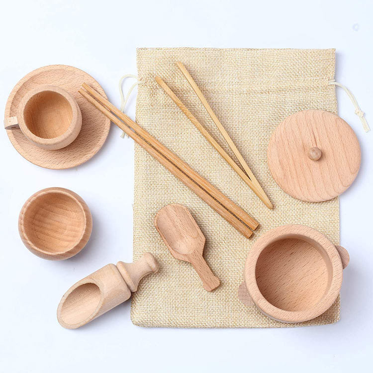 Montessori Wooden Cutlery & Tableware Set – Sensory Play Tools for Toddlers - The Little Lights