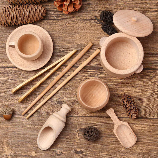 Montessori Wooden Cutlery & Tableware Set – Sensory Play Tools for Toddlers - The Little Lights
