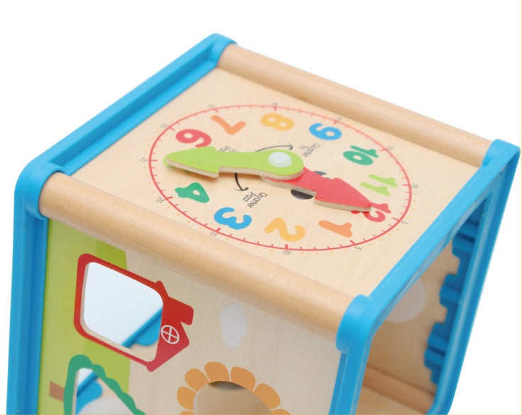 Educational Wooden Activity Cube Toy | Beads, Clock & More - The Little Lights