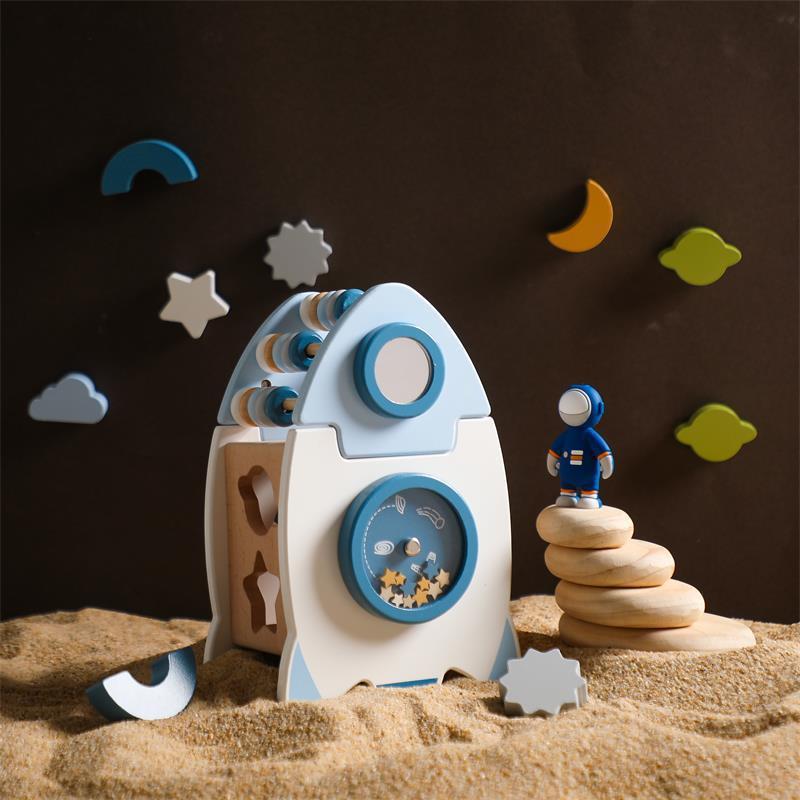 Montessori Rocket Busy Box – Multi-Sensory Wooden Toy for Toddlers’ Cognitive Development - The Little Lights