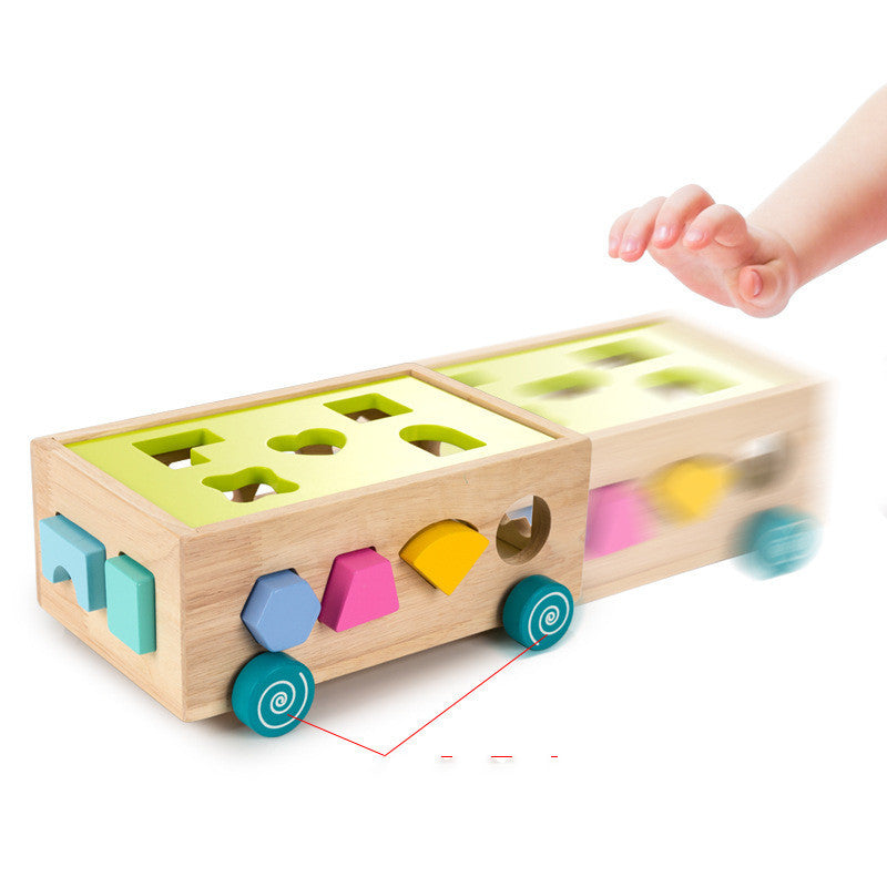 Wooden Shape Sorting Building Block Toy – Educational Intellectual Car for Toddlers - The Little Lights