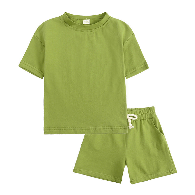 Korean Style Toddler Summer Outfit – Kids Sports 2-Piece T-Shirt & Shorts Set (80–160cm) - The Little Lights