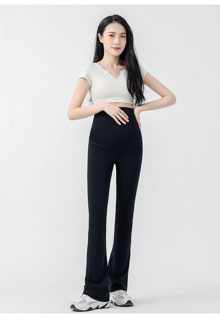 Maternity Yoga Bell-Bottom Pants – High-Waisted, Breathable, Casual Slim Fit - The Little Lights
