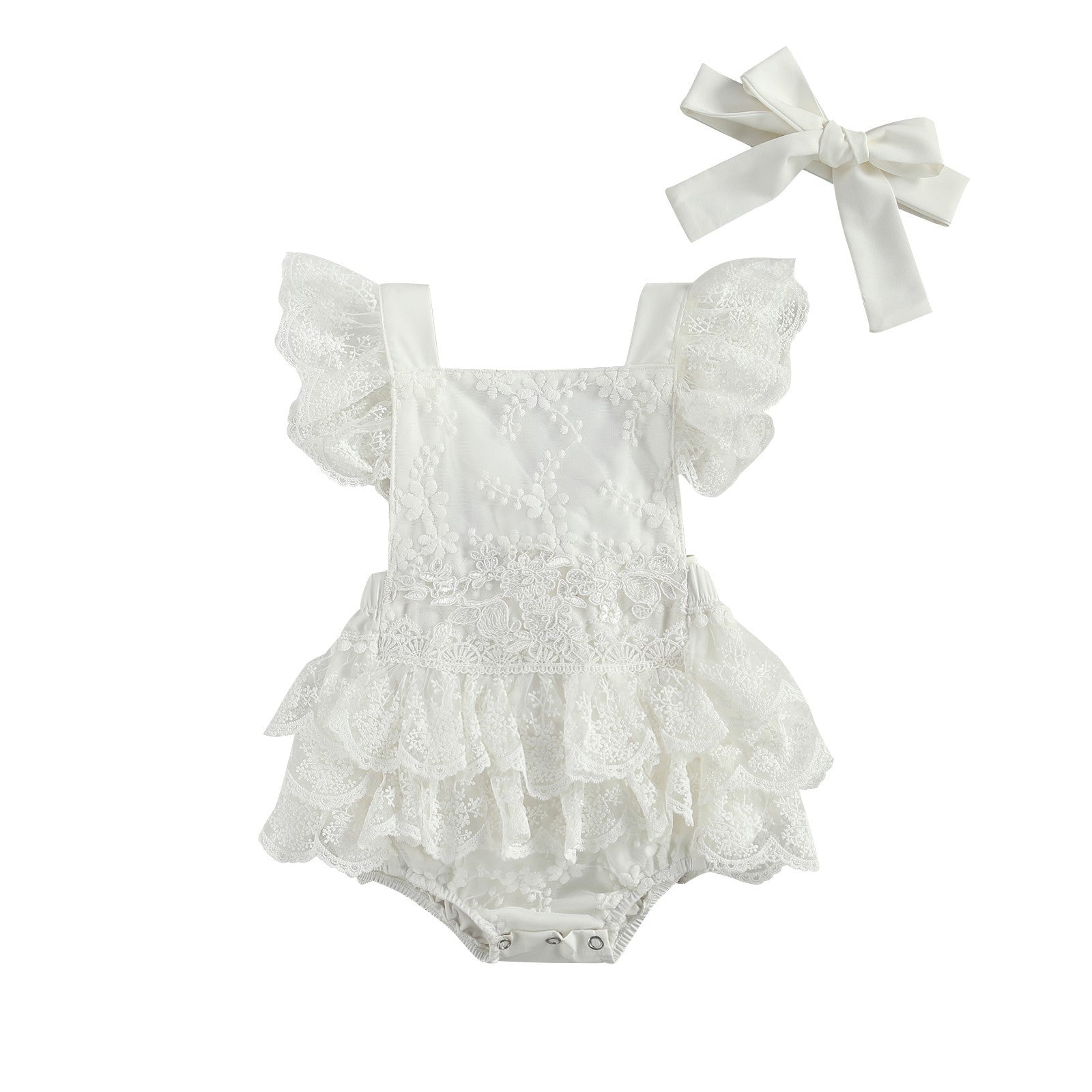 White Lace Baby Girl Dress Bodysuit – Formal Infant Outfit for Weddings, Parties & Photoshoots - The Little Lights