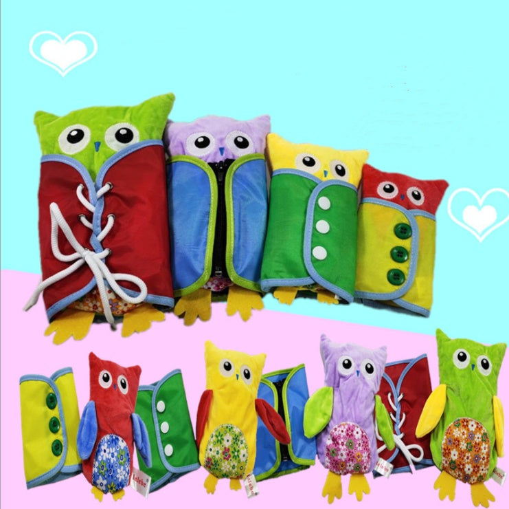 Montessori Owl Plush Dressing Toys – Preschool Learning Set for Buttons, Zippers, and Lacing Practice - The Little Lights