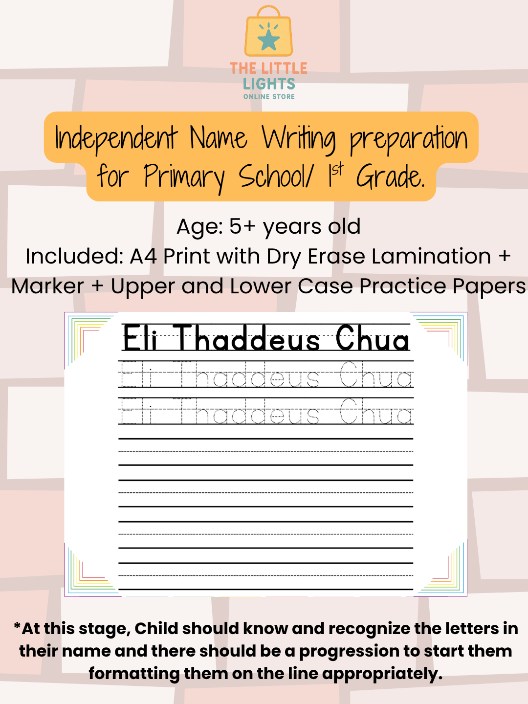 Customizable Name Practice Worksheets for Preschool and Kindergarten | Multisensory Name Tracing Activities for Early Learners - The Little Lights