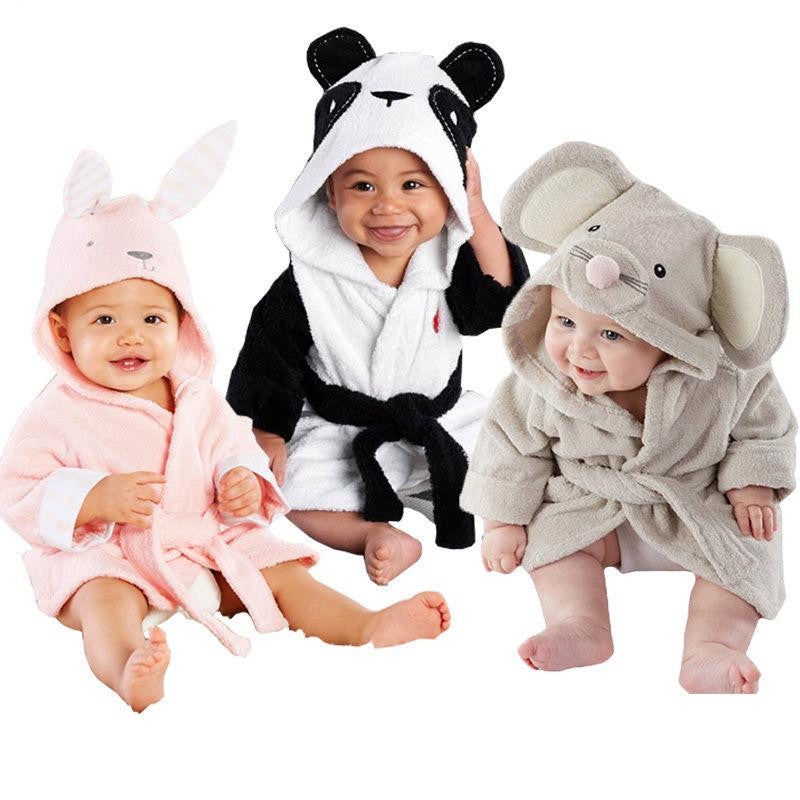 Adorable Infant Cartoon Animal Bathrobe – Soft Hooded Baby Robe for Toddlers | Bunny, Elephant & Panda Designs - The Little Lights