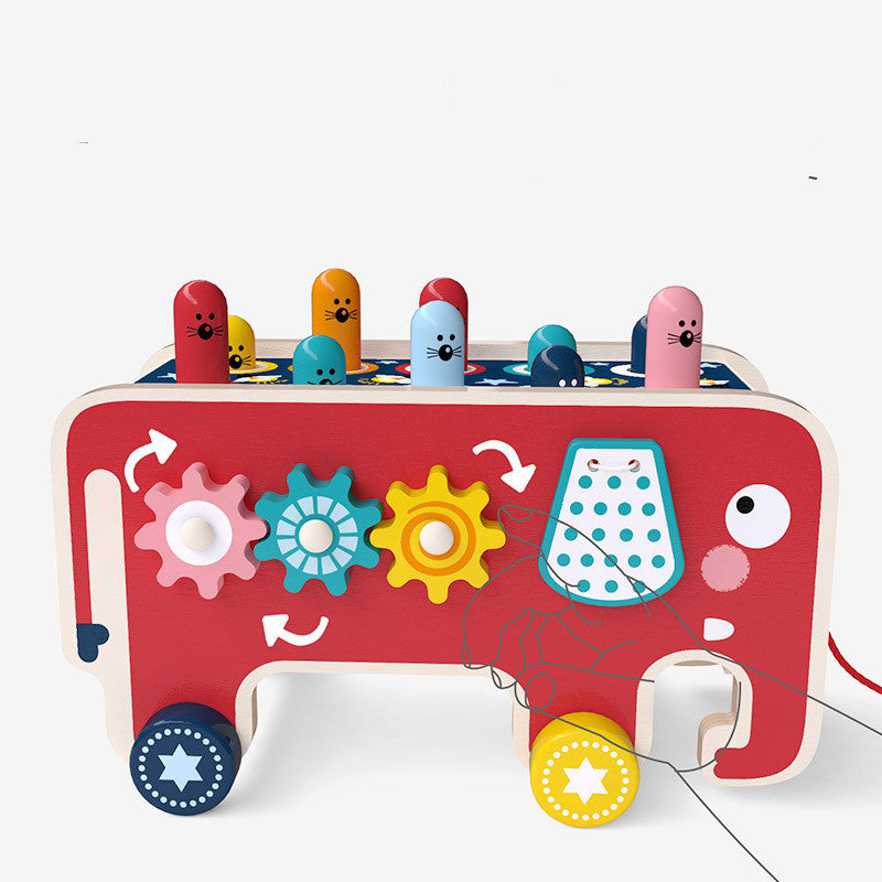 Montessori Wooden Animal Bus Toy – Pounding Bench, Musical Instrument & Gear Play for Toddlers - The Little Lights