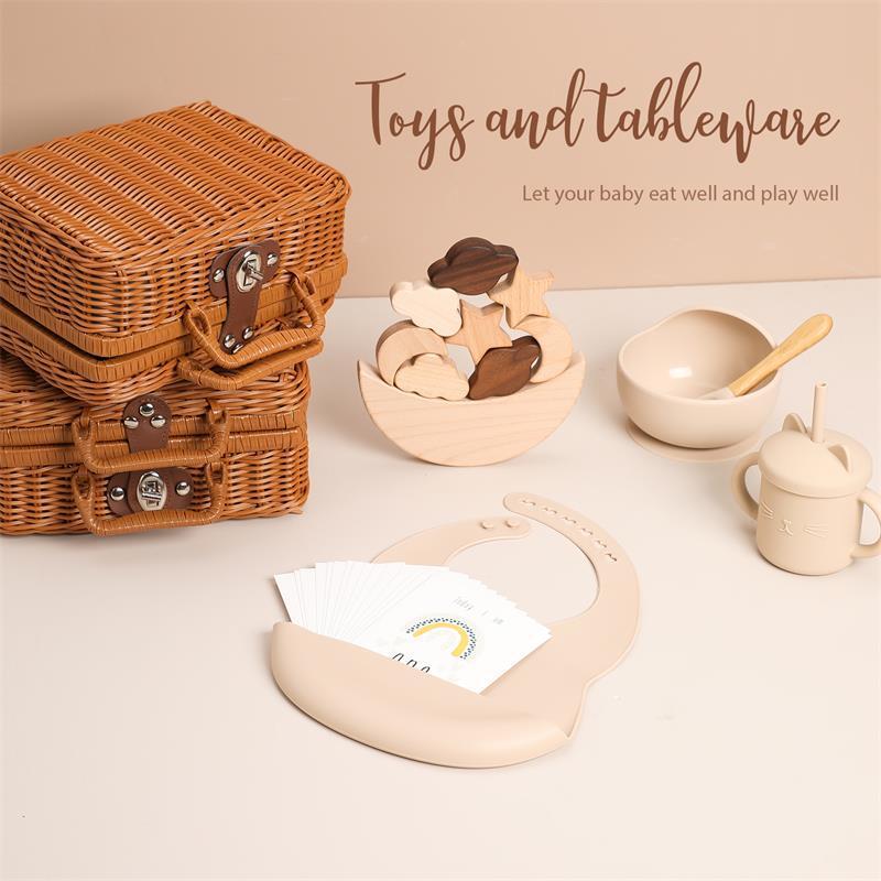 Montessori-Inspired Infant Educational Toy Set – Sensory Learning Toys with Wooden Stacking & Feeding Tools | Baby Gift Box (3 Styles) - The Little Lights