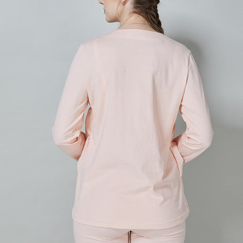 Invisible Breastfeeding Lace Pajama Set – Soft Cotton Maternity Lounge Set for Nursing Moms | Long Sleeve Sleepwear - The Little Lights