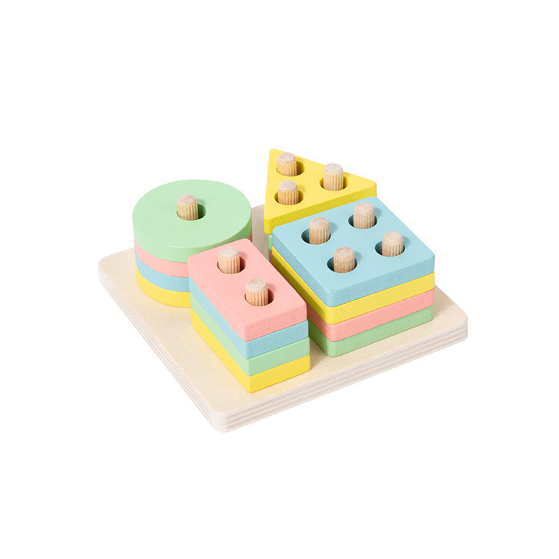 Montessori Wooden Shape & Color Matching Blocks – Early Learning Toy for Toddlers (1–3 Years) - The Little Lights