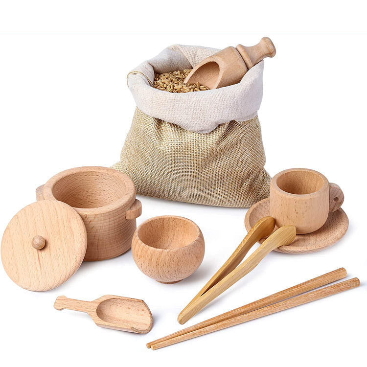 Montessori Wooden Cutlery & Tableware Set – Sensory Play Tools for Toddlers - The Little Lights